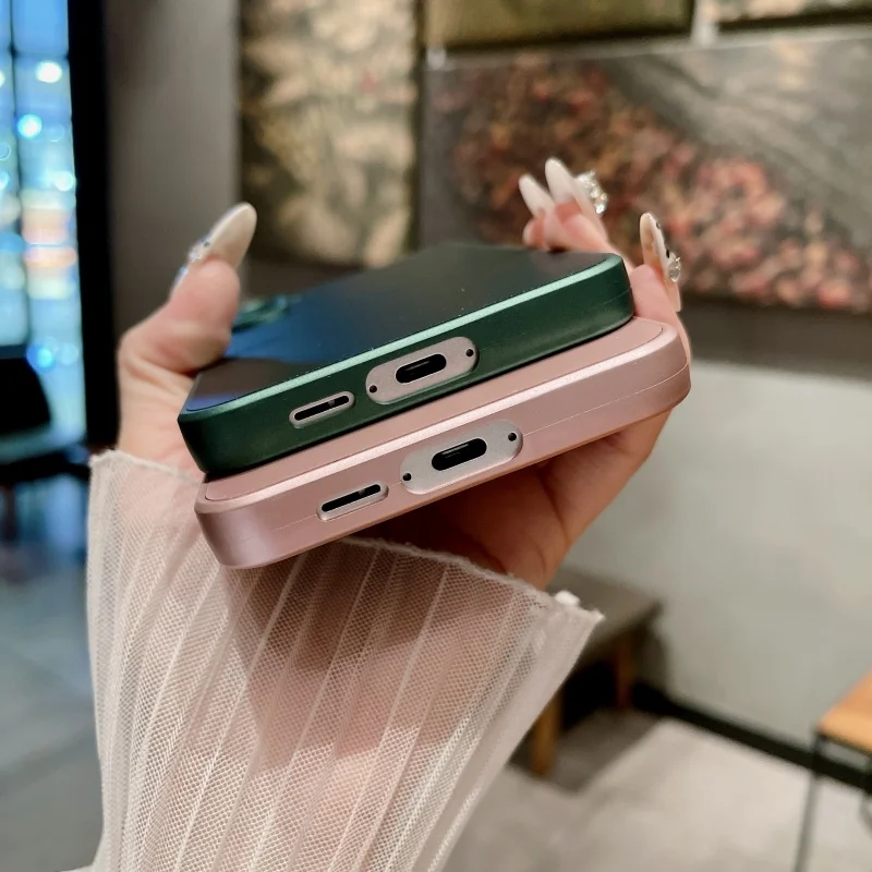 Elegant Matte Glass Luxury Plating Phone Case Cover