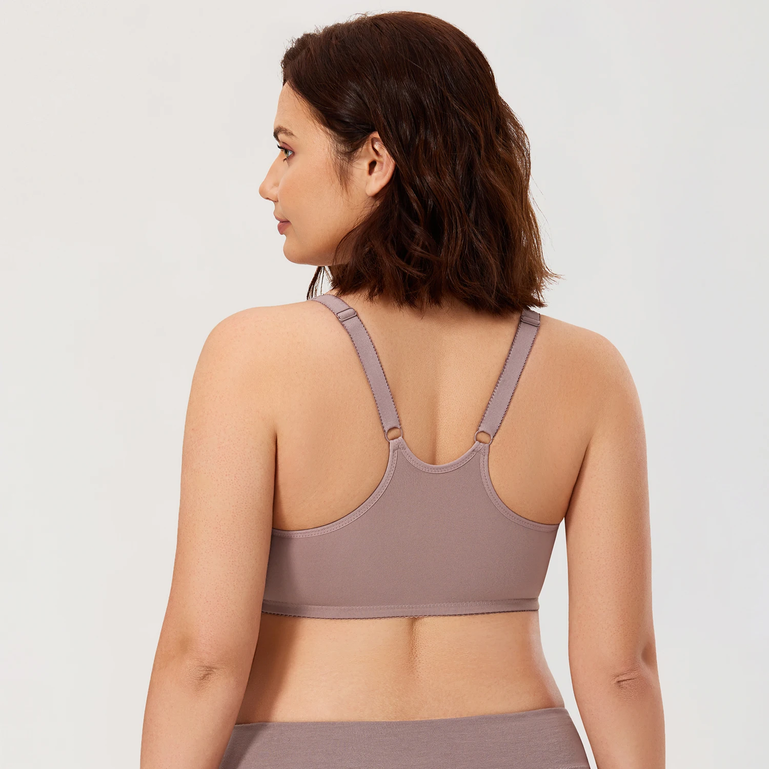 Delimira Women's Seamless Front Closure Bra Racerback Plus Size Bras Non Padded Underwire Full Coverage Brassiere Large Size
