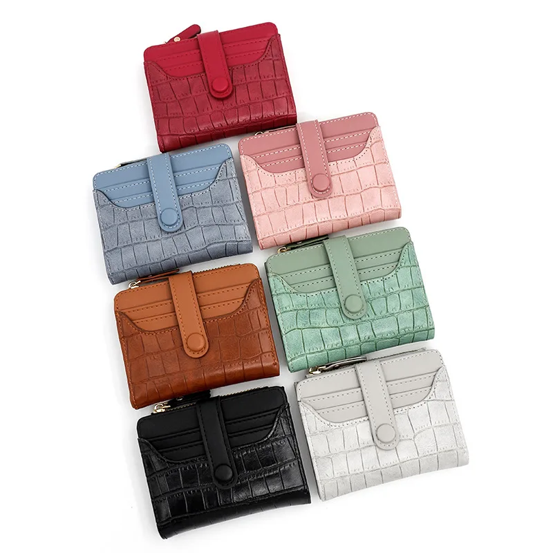 Women Fashion Small Zipper Wallet with Coin Purse PU Leather Plaid Purses Ladies Cute Mini Korean Version Small Card Pack New In