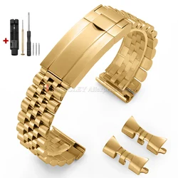 Luxury Stainless Steel Watch Strap with Curved End - 22mm - Nologo (Gold)