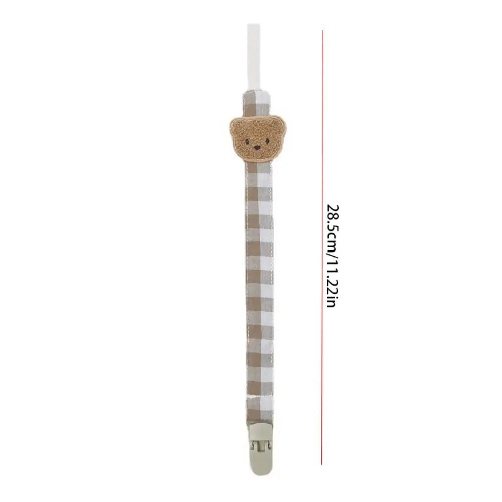 Cute Embroidery Baby Cloth Pacifier Chain Lattice Adjustable Soother Holder Bear Teether Toys Straps Nipple Holder Clips Toddler