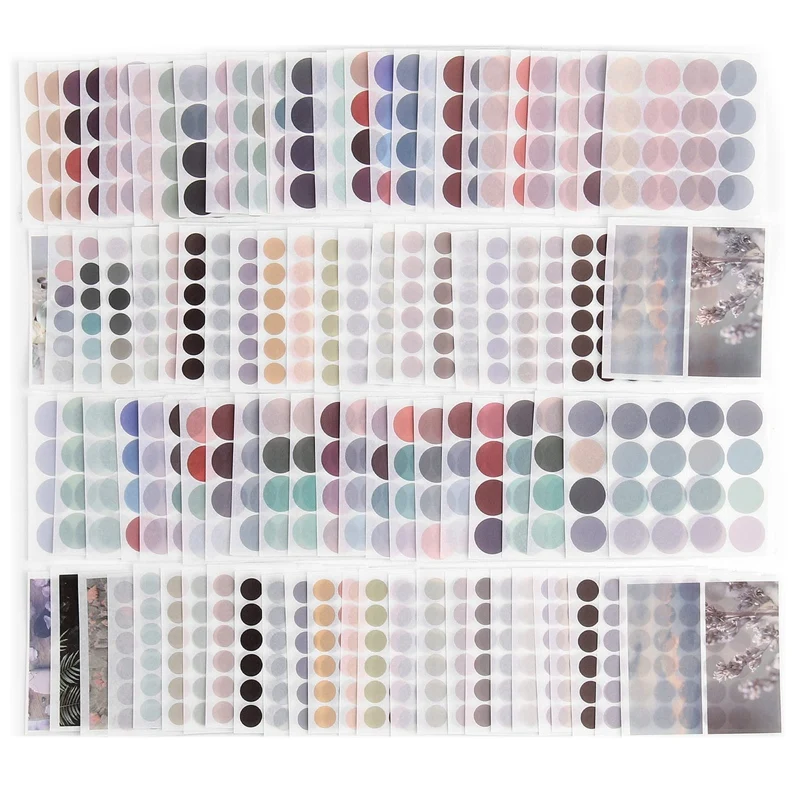 

100Sheets Watercolor Polka Dot Sticker Journaling Accessories Scrapbooking DIY Color Label Washi Sticker Stationery