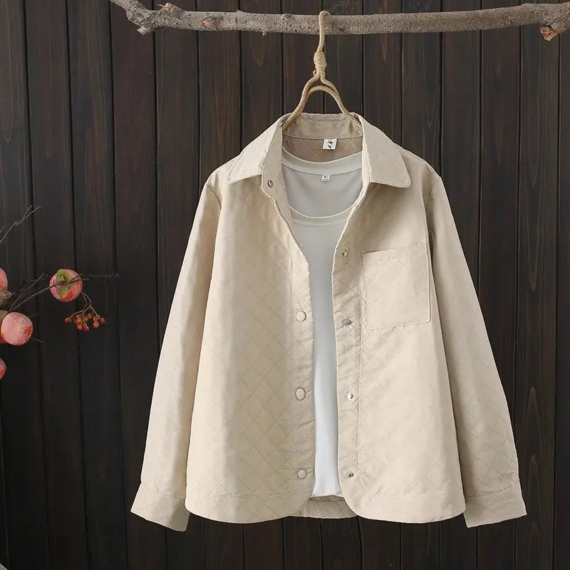 

Женская Стеганая куртка с одним карманом, повседневная куртка большого размера в корейском ретро-стиле, модель Z2881 на весну и осень, 2023