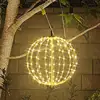 50cm Hanging Ball Light Garden Courtyard Rattan Tree Light Christmas Party Landscape Lamps Fold Metal Frame Home Fairy Lights 2