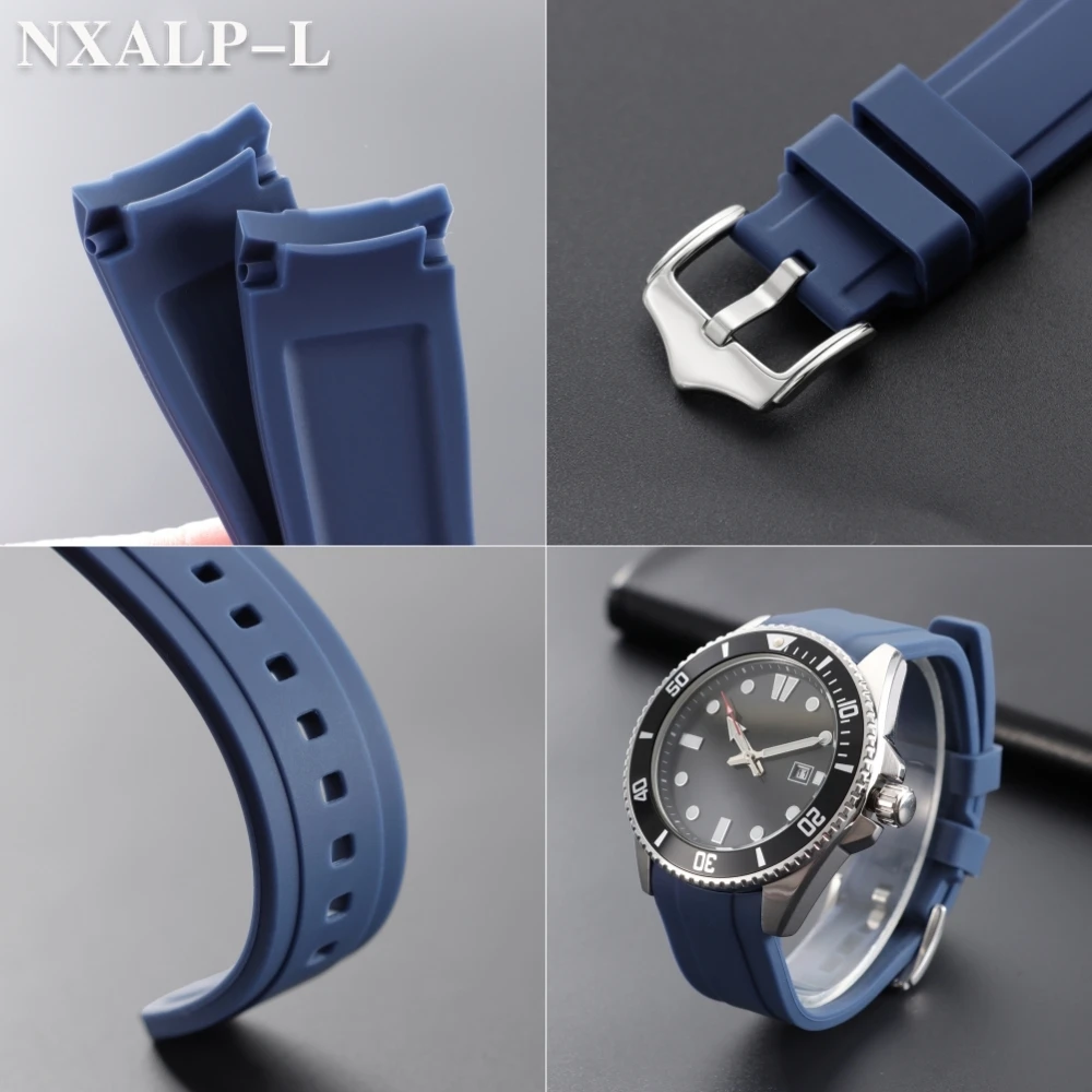 Enhanced Rubber Strap Silicone Watch Band - Waterproof Sport Bracelet with Curved End Design