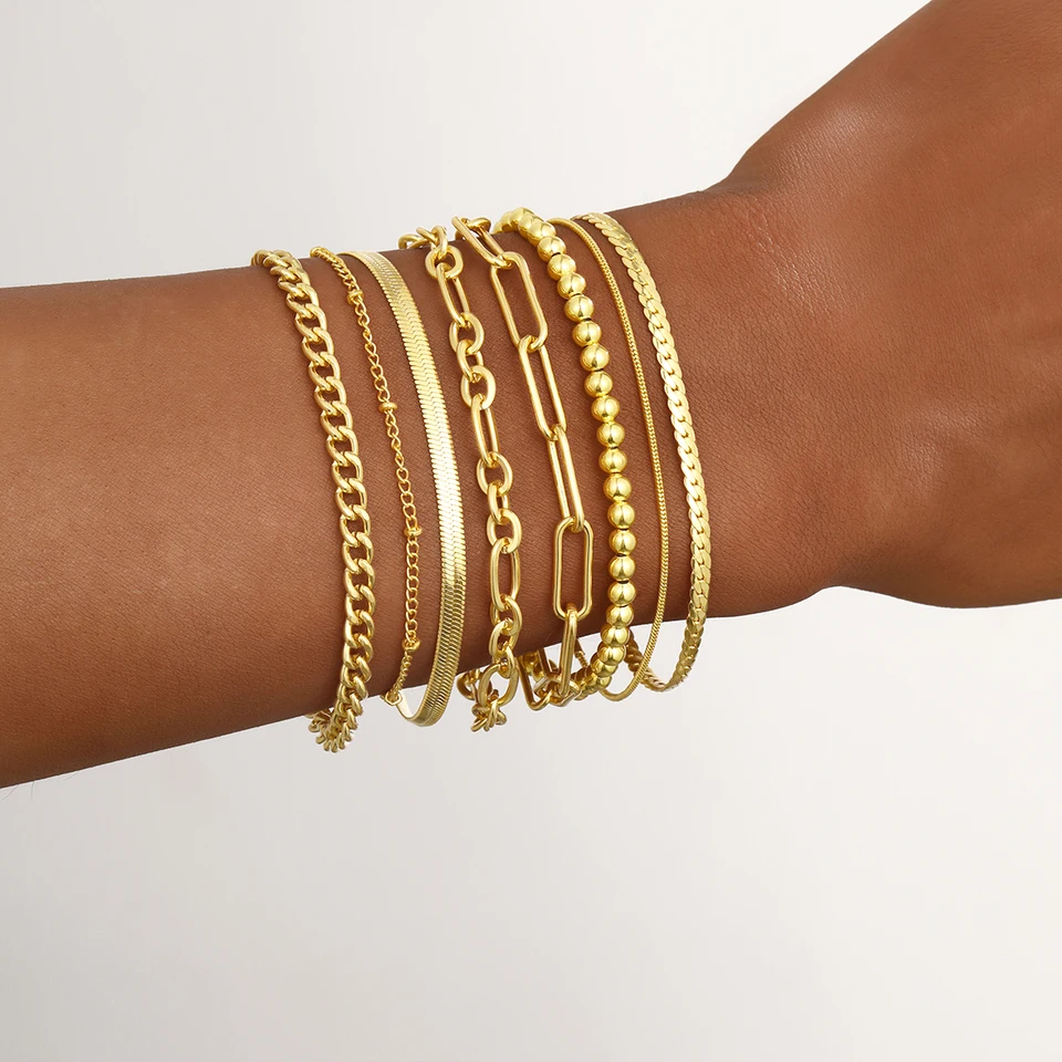 JRYGAC 12 Pezzi Bracciale Donna Placcato Oro 18K, Braccialetti per le Donne Bohémien, Bracciali Set Impilabile Lucido Sottile del Braccialetto, Braccialetti Donna per Donne Ragazze Regalo Gioielleria