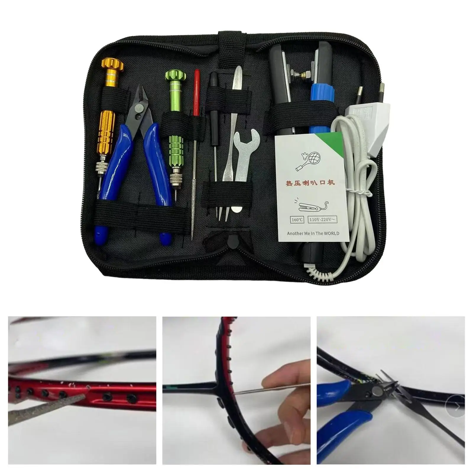 

Tennis Racquet Clamp Reaming Rod Guide Nail Cone Heat Press Badminton Racket Pliers for Tennis Restring Equipment Repairing