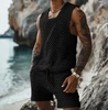 2025 Fashion Spring/Summer New Leisure Vertical Stripe Set Turn-down Collar Fitted Short Sleeve Button Shirt Wool Blend Shorts 4