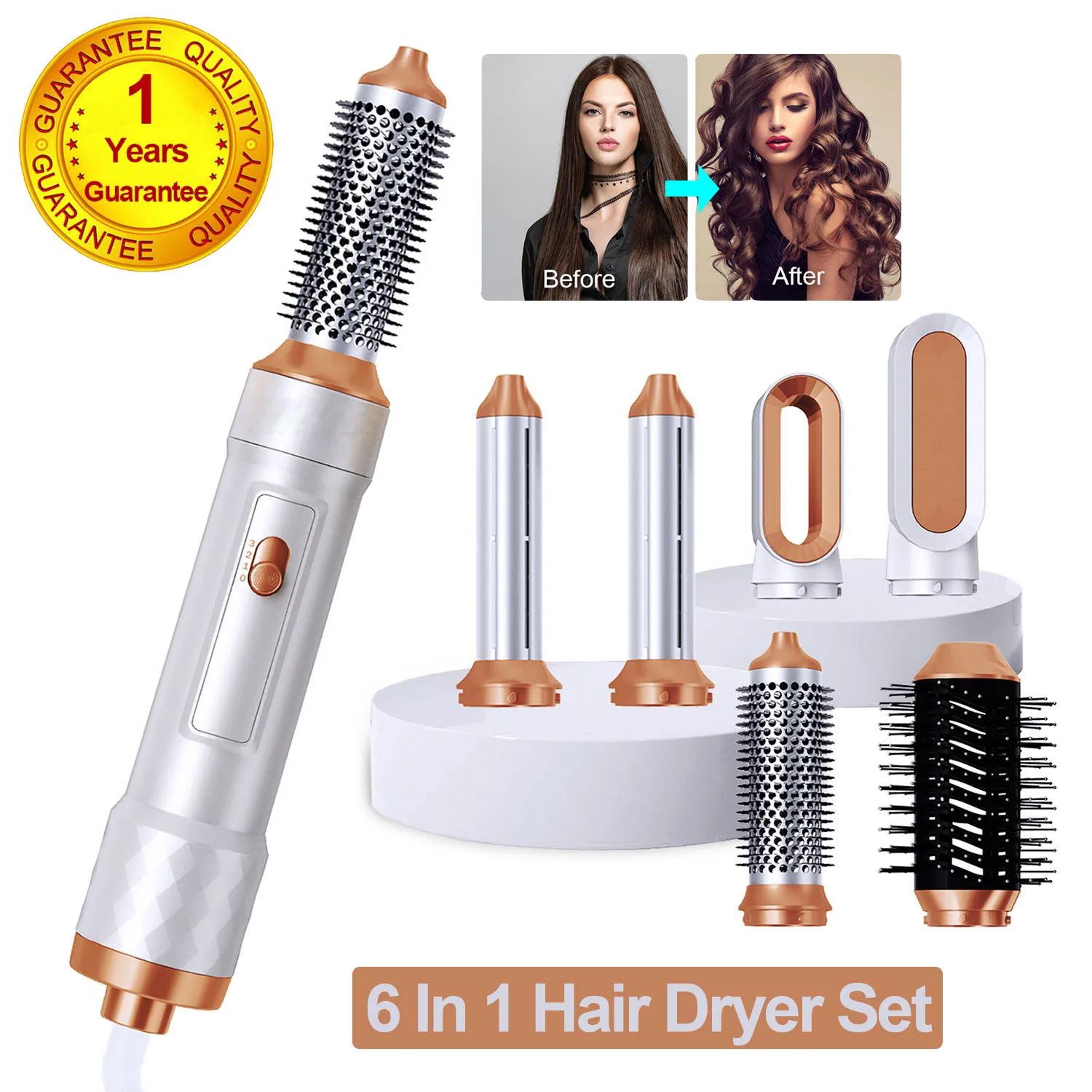 Upgraded6In1HairDryerSetAutomaticHairCurlerHairStraightener