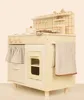 62cm High Quality Wooden Simulate kitchen toy set pot slice knife and fork fish meat Play house Interactive Toys baby girl gift 2