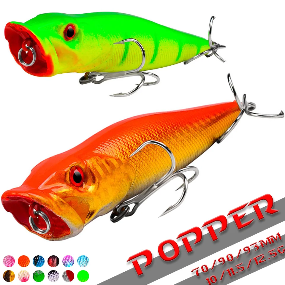 

1 шт. 10 г 11,5 г 12,5 г приманка поппер пластиковая верхняя вода жесткая искусственная приманка бионные 3D глаза
