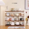 Nordic Acrylic Glass Storage Holder, Detachable Tea Set and Coffee Cup Organizer, Desktop Wooden Partition Rack 1