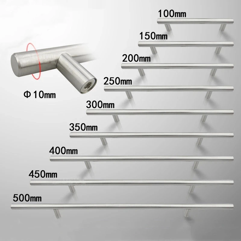 Door Handles Cabinet Handles Diameter 10mm Stainless Steel Kitchen Door T Bar Pull Knob 2