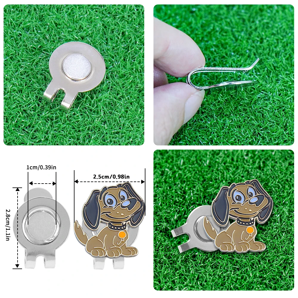 1pc Cute Cat & Dog Golf Hat Clip &ndash; Magnetic Ball Marker Stylish Accessory for Golf Caps.