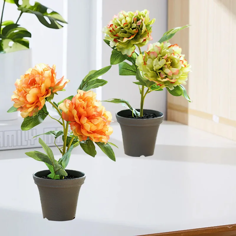 

New 1pc Exquisite Simulation Bonsai Home Garden Peony Bonsai Decoration Decoration Decoration Creative Desktop Props