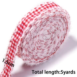 Luxurious Plaid Velvet Edge Wavy Ribbon for Gift Wrapping & DIY Crafts (Red 1.5cm)