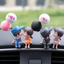 Car Decoration Cute Cartoon Couples Action Figure Figurines Balloon Ornament Auto Interior Dashboard Accessories for Girls Gifts tanie tanio DEDOMON CN (pochodzenie) Z żywicy