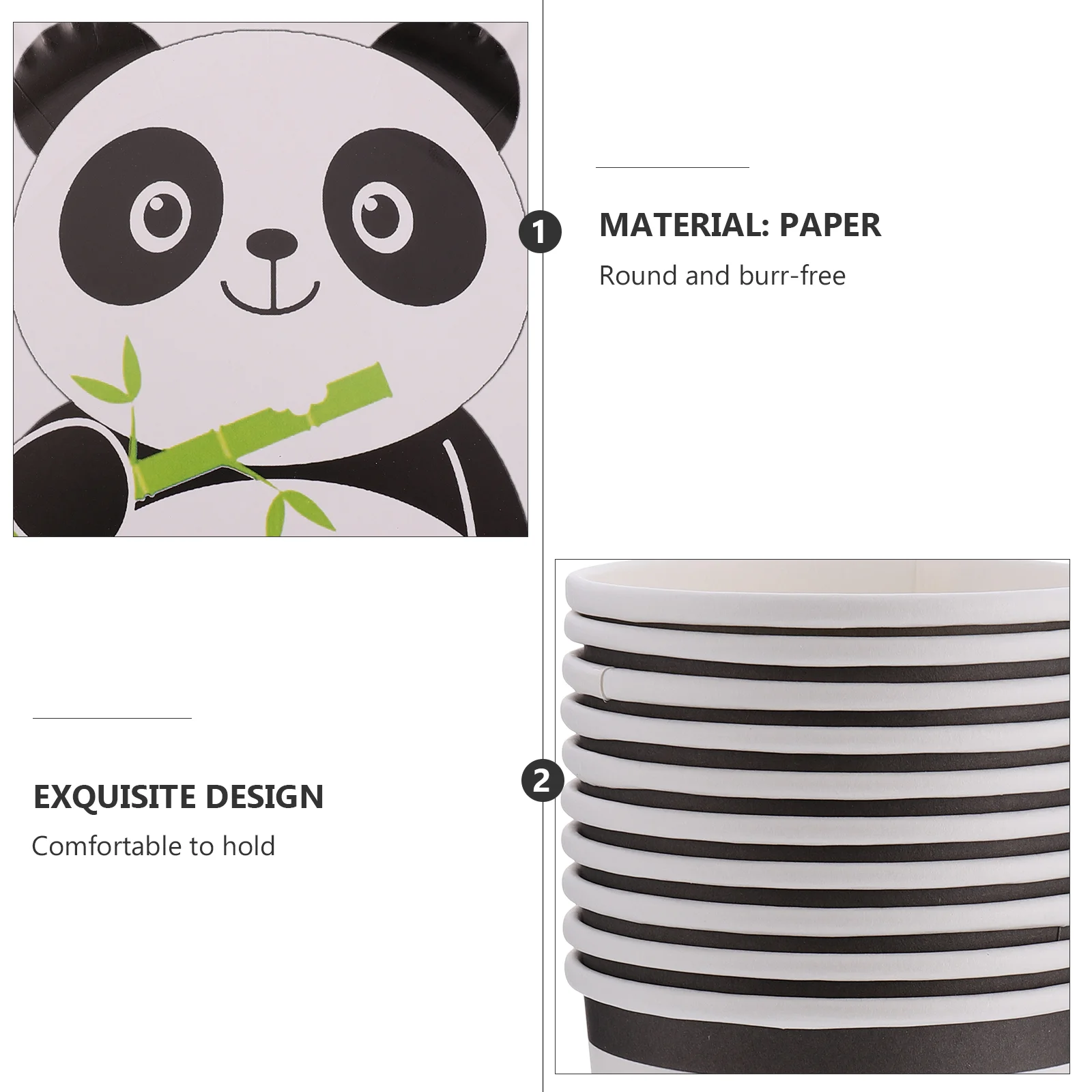 Paper Plates Birthday Panda Tableware Party Dinnerware Cartoon White Adorable Child