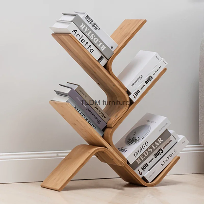 Filing Curved Bookshelf Wooden Decor Corner Industrial Bookshelf Minimalist Bedroom Estante Para Livros Furniture Livingroom