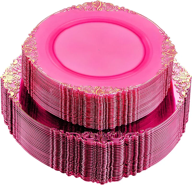 Purple Plastic Plates 50pc For Parties Weddings