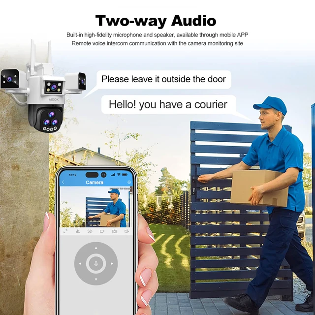AIOOK WiFi Camera 20x Zoom HD 30MP Outdoor Camera Waterproof Night Vision Two-way Intercom IPC360 HOME IP Camera Mobile Tracking 5