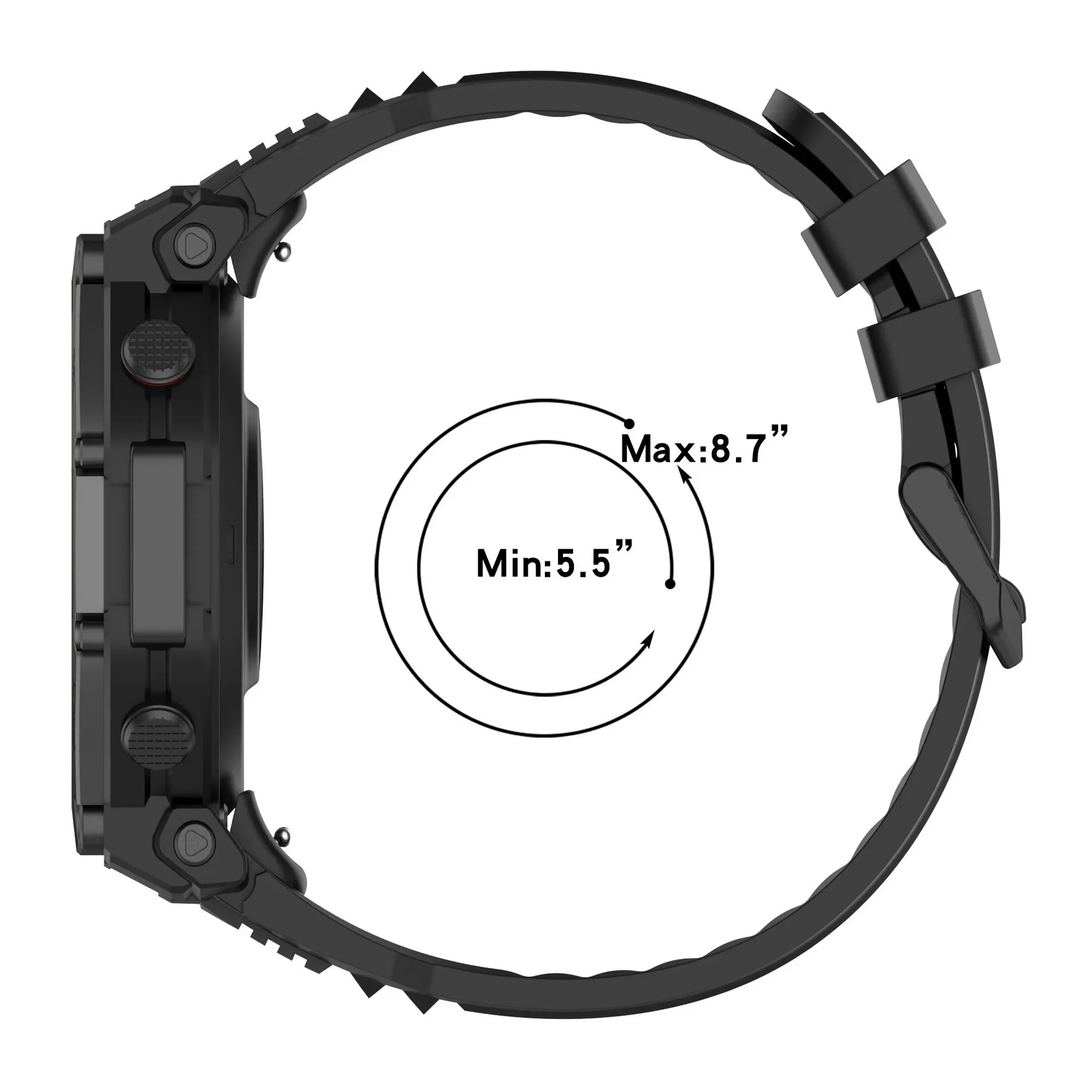 Silicone Elastic Sport Strap for 48mm Smartwatch - Replacement Bracelet Accessory