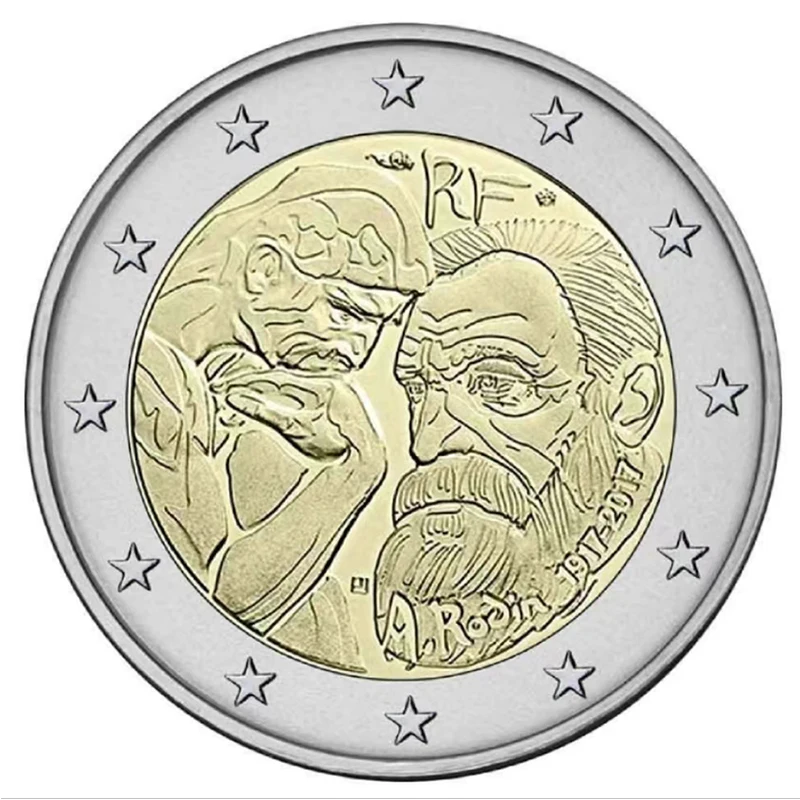 Scultore Francese Auguste Rodin Morto Nel 2017, Moneta Commemorativa Bicolore Da 2 Euro
