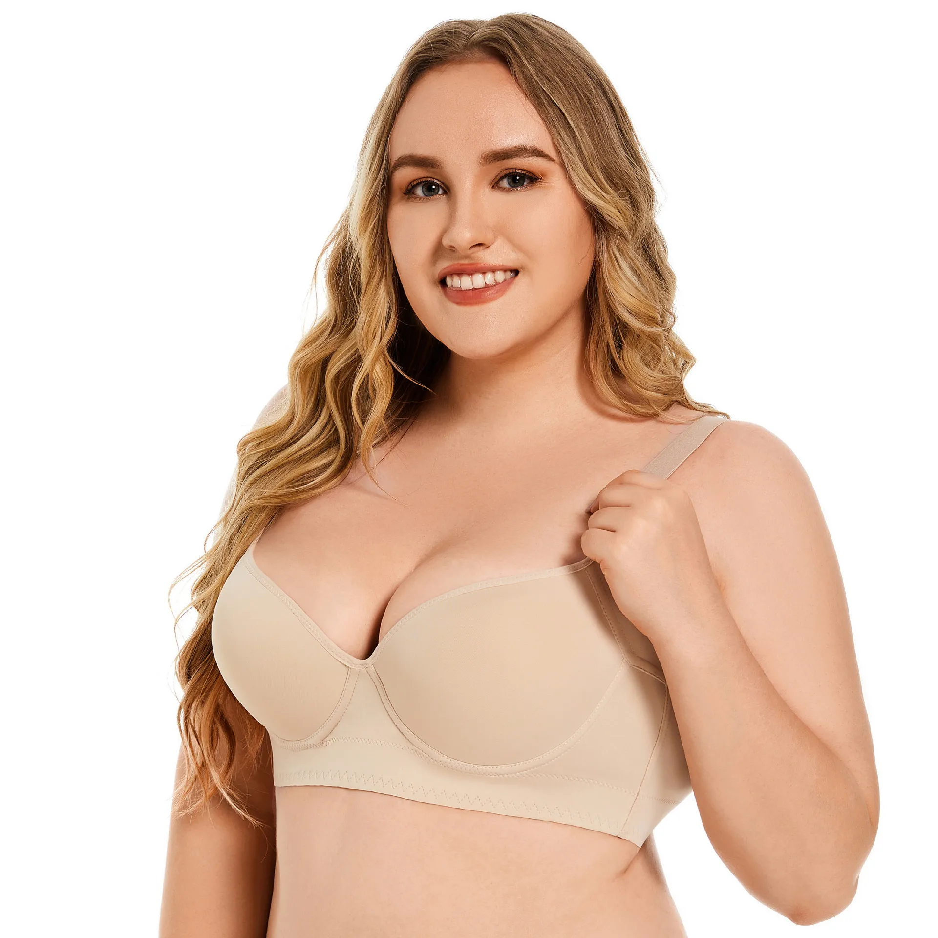 Women Sexy Bras Seamless Large Size Underwear No Steel Ring Push Up deep V Female Lingeries Adjustable Steel Ring Bra Vest
