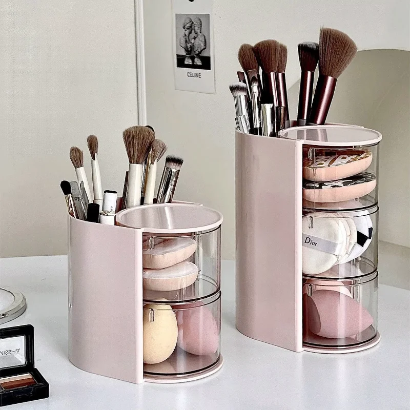 1Pcs Cosmetic Organizer Bathroom Makeup Cushion Organizer Beauty Egg Storage Display Case Rotating Compartment Organizer 2