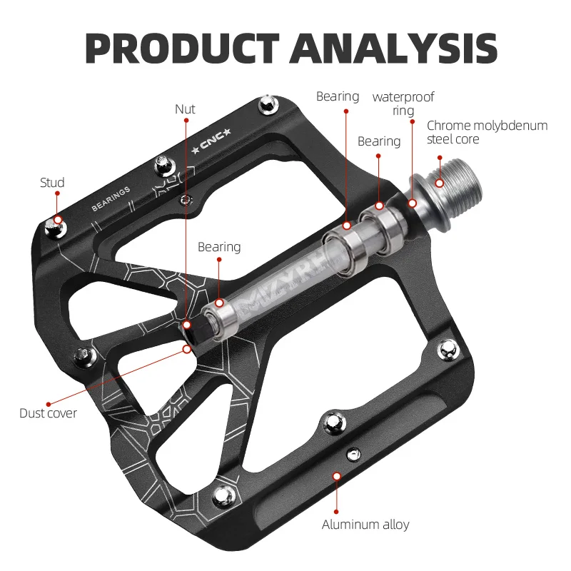 초경량 미끄럼 방지 자전거 페달, CNC BMX MTB 도로 자전거 페달, 사이클링 밀폐형 베어링 페달, 자전거 액세서리, 3 베어링