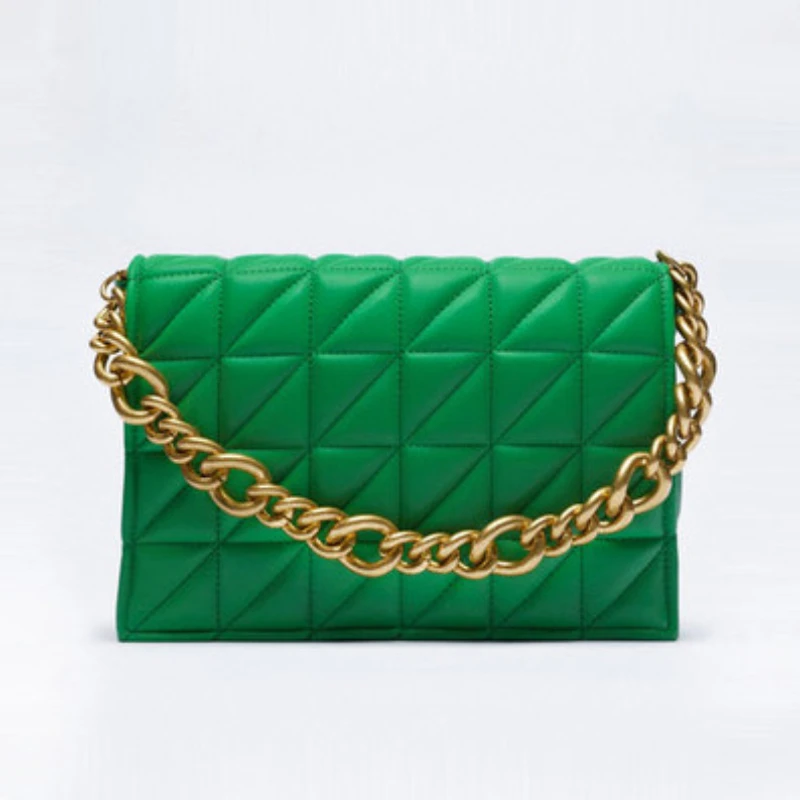 

New Soft Pu Leather Chain Shoulder Bag Brand Design Casual Women Purses and Handbag Green Clutch Tote Bags for Women High Qualit