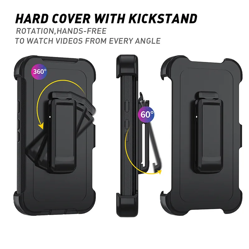 Rugged Hybrid Armor Shockproof Case with Belt Clip