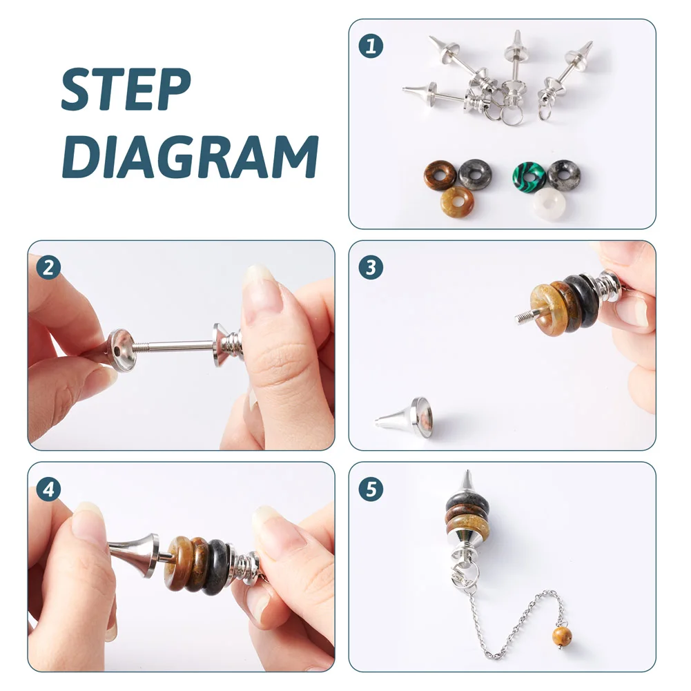 10 세트 빈 나사 진자 펜던트 핀치 Bails 목걸이 치유를위한 플래티넘 색상 Dowsing Charms 만들기 42x12mm 구멍 9mm