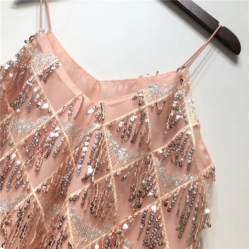 Sexy Hollow Out  ̽ Camis Bead Work  ũ ž    ũ tassel Sequins Camis