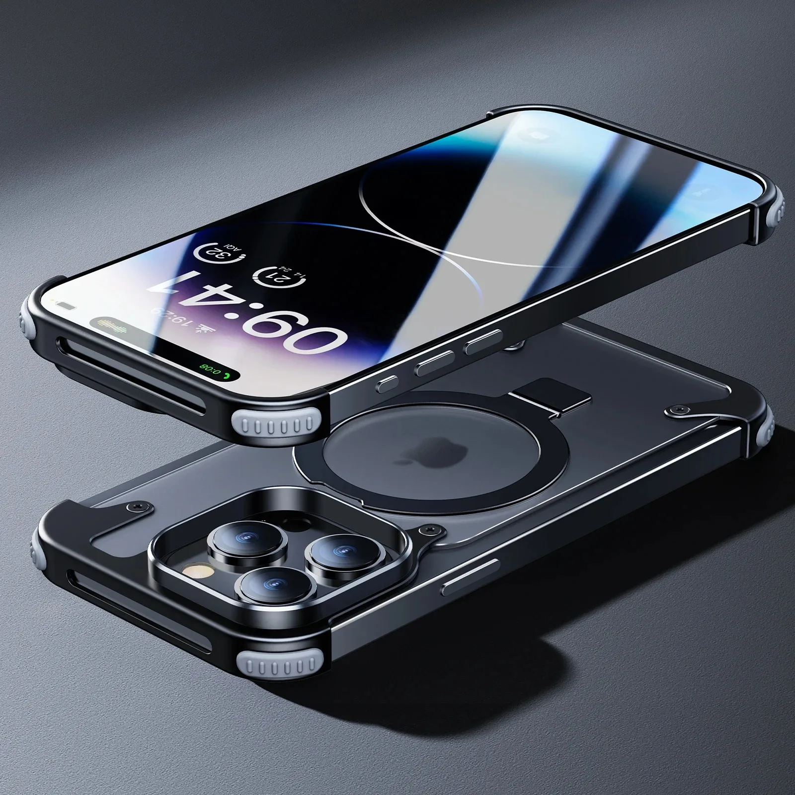 Eary for iPhone 13 Pro Phone Case with Magsafe Ring Kickstand Frameless Minimalist Bumper Shockproof Protector Phone Cover Shell