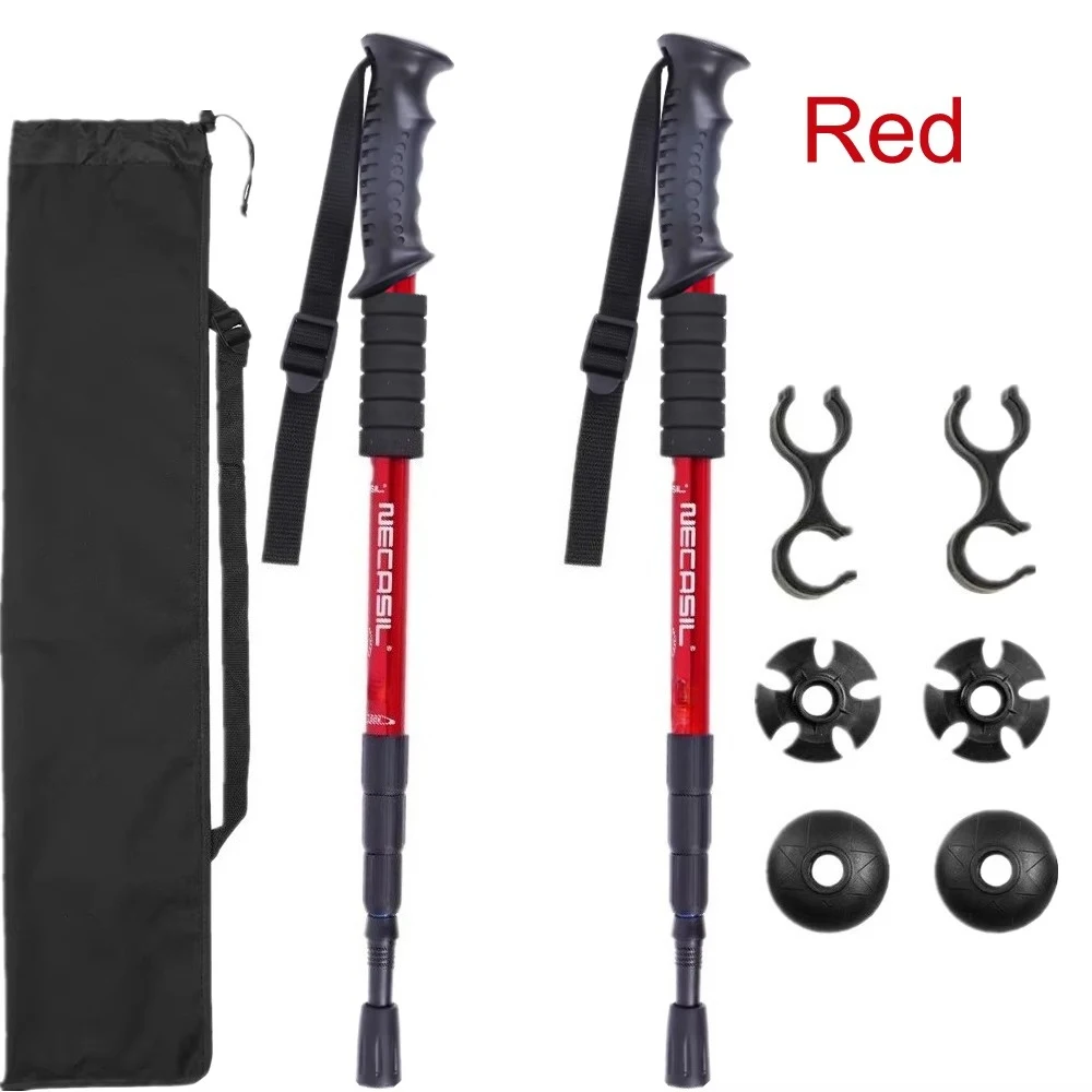 2pcs/lot Trekking poles hike walking stick nordic walking cane Aluminum ski camp telescopic baton outdoor hiking poles crutches
