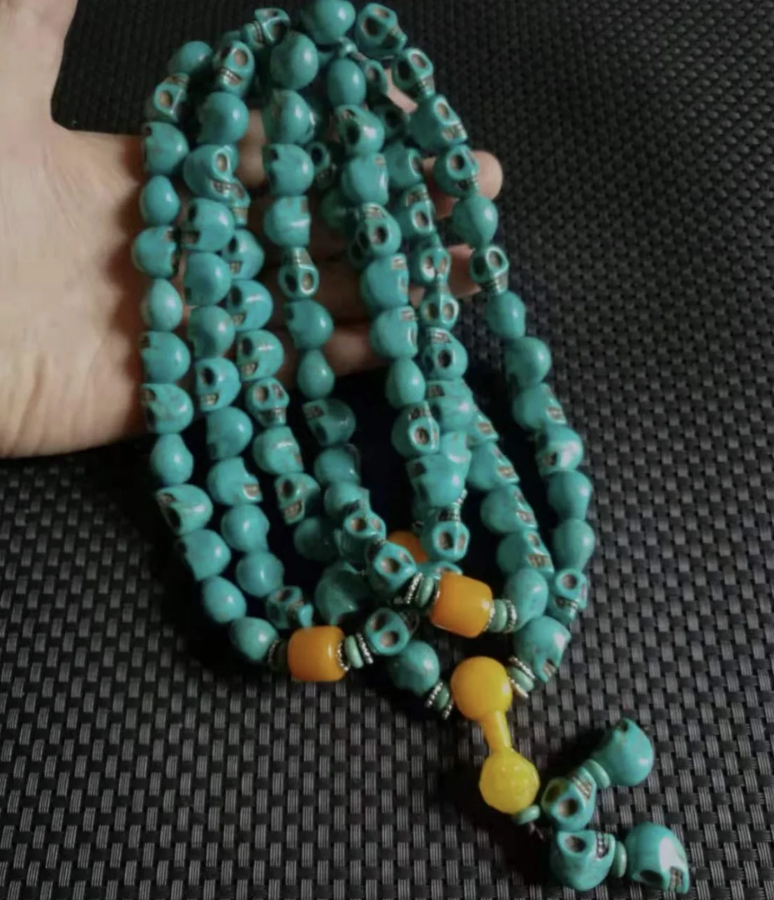 

Antique Collection, Antique, Turquoise Skeleton, 108 Buddha Beads Necklace