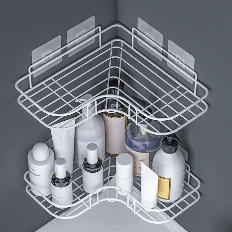 Bathroom Shelf Shampoo Storage Rack Holder Kitchen No Punching Triangle Storage Rack Bathroom Accessories 5