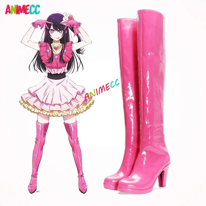 

Anime Ai Hoshino Cosplay Costume Boots Lolita Dress Stage High-Kneel Footwear Shoes Leather Accept customization
