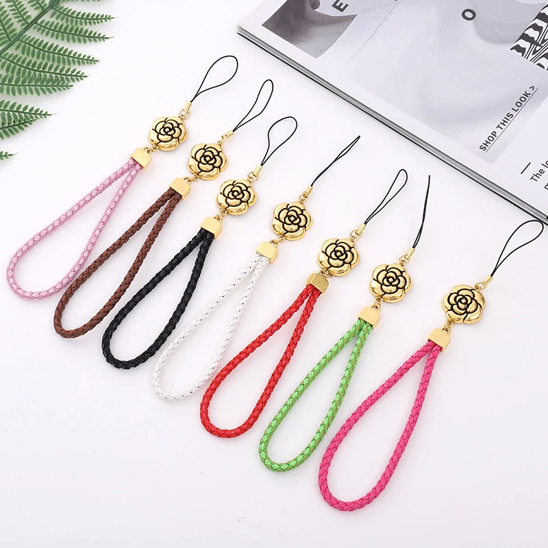 1Pc Plum Blossom Phone Strap Lanyard Keychain Wrist Rope Anti-lost Retro Flowers Plum Blossoms Woven Mobile Phones Straps