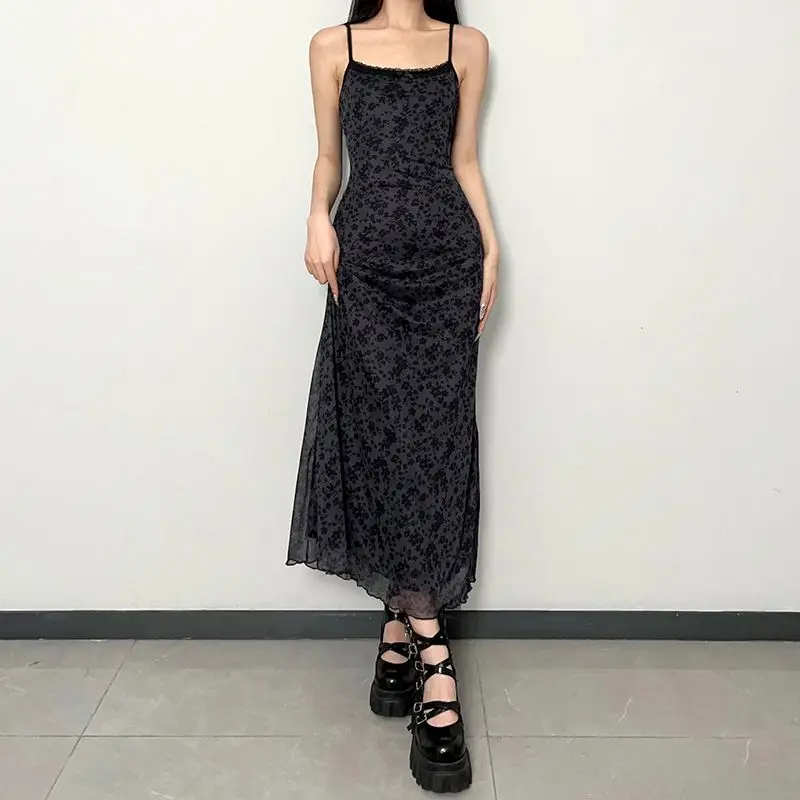 

Deeptown Vintage Y2K Summer Long Dress Women Grunge Streetwear Print Sleeveless Tunic Maxi Dresses American Retro 2000s Vestidos