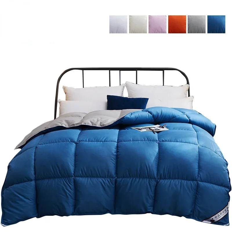 Home Comforter Winter Quilted Blanket Goose Down Duvet Quilt 100% Cotton Cover King Queen Blanket Size Twin Stitch Одеяло 이불 이불 winter blanket down duvet cotton quilt
