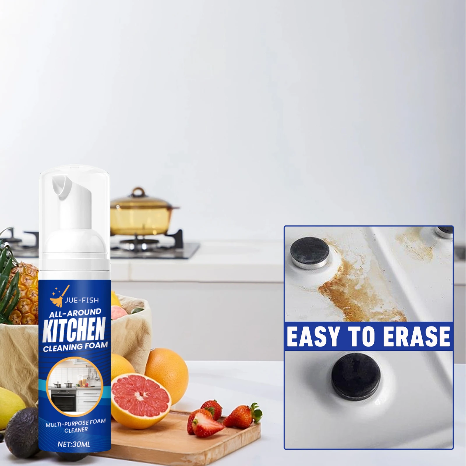 Jue-Fish Kitchen Foam Cleaner Hood Cleaning Household Stain Removal Kitchen Cooktop Hood Stain Removal Heavy Duty Foam Cleaner