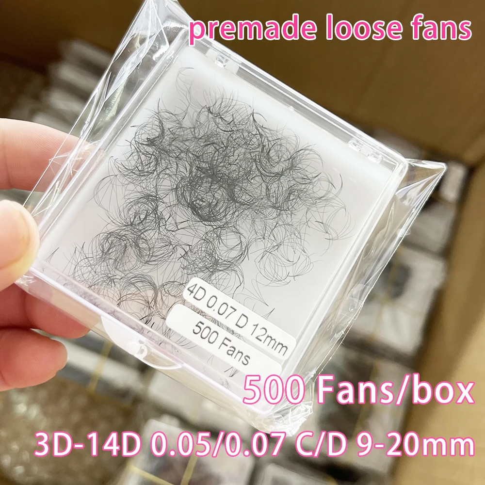 

500 Fans Premade Loose Fans 3D/5D/6D/8D/10D/12D/14D Russian Volume Eyelash Short Stem Pointy Base Premade Fans Lash Extension