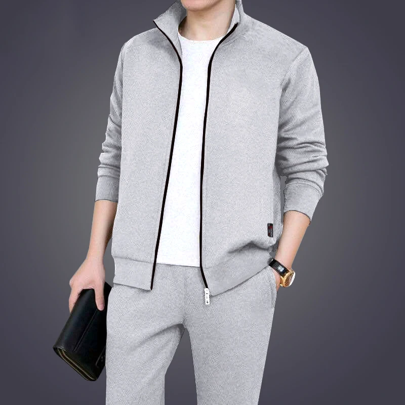 

Mens Casual Tracksuits Sportswear Jackets + Pants Two Piece Sets Male Fashion Solid Jogging Suit Men Outfits Gym Clothes Fitness