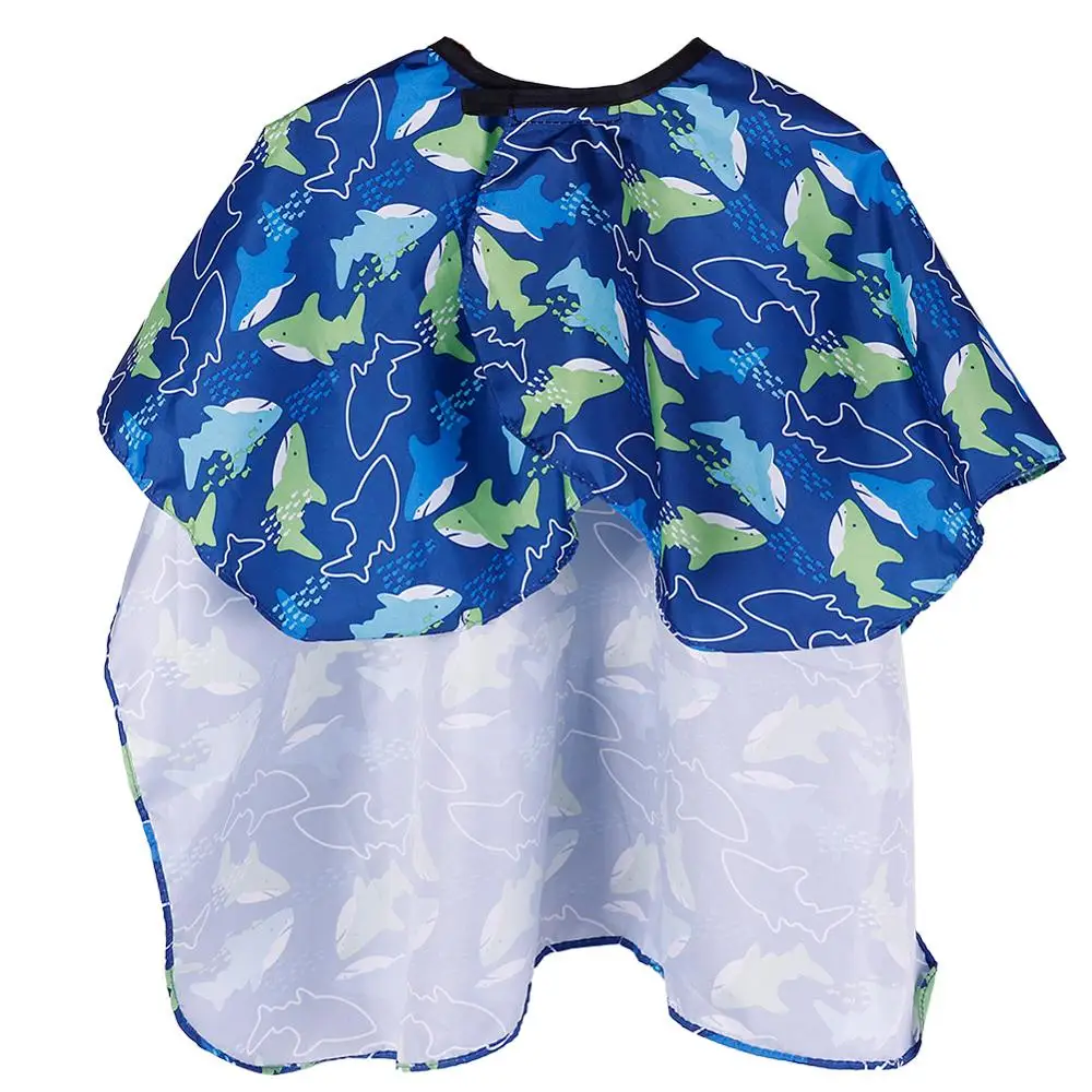 Cute Comfortable Salon Waterproof Hair Cutting Gown Cape Nylon Hairdresser Cape Sea Fish Patterned Barber for Kids Child