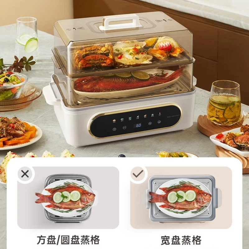Electric Food Steamer Home Steam Cooker 3-layer Transparent Stainless Steel Breakfast Machine Kitchen Appliance Cocina Electrica