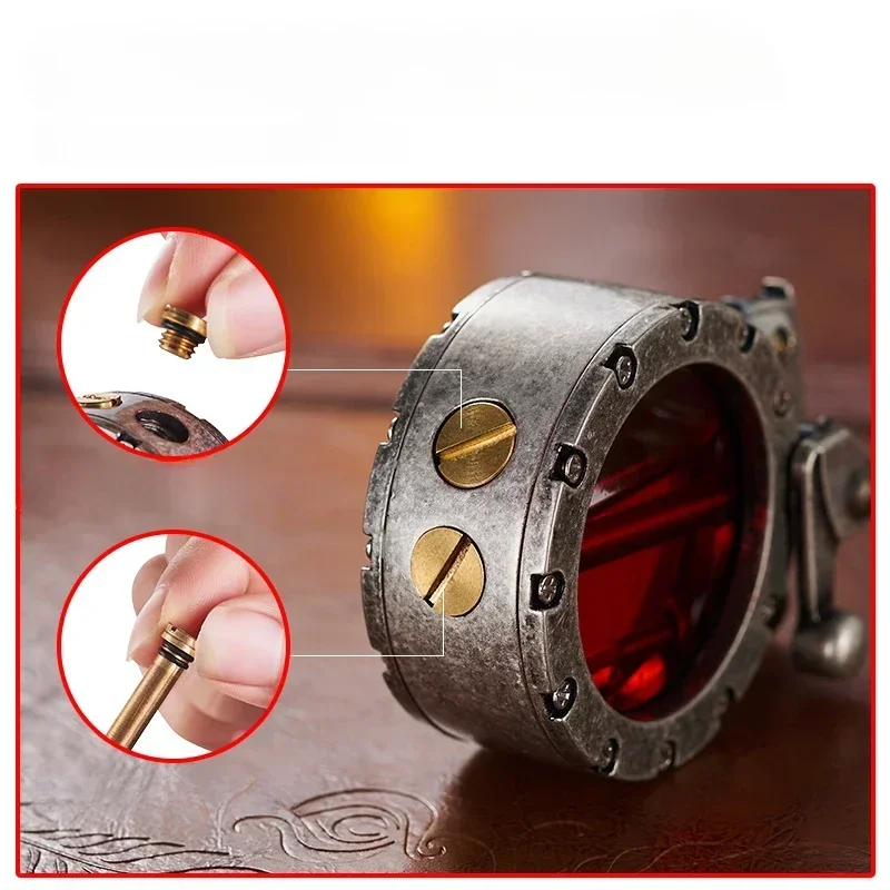 Retro Transparent Oil Tank Metal Rocker Kerosene Lighter Personality Windproof Cigarette Lighter Men Collection Gifts