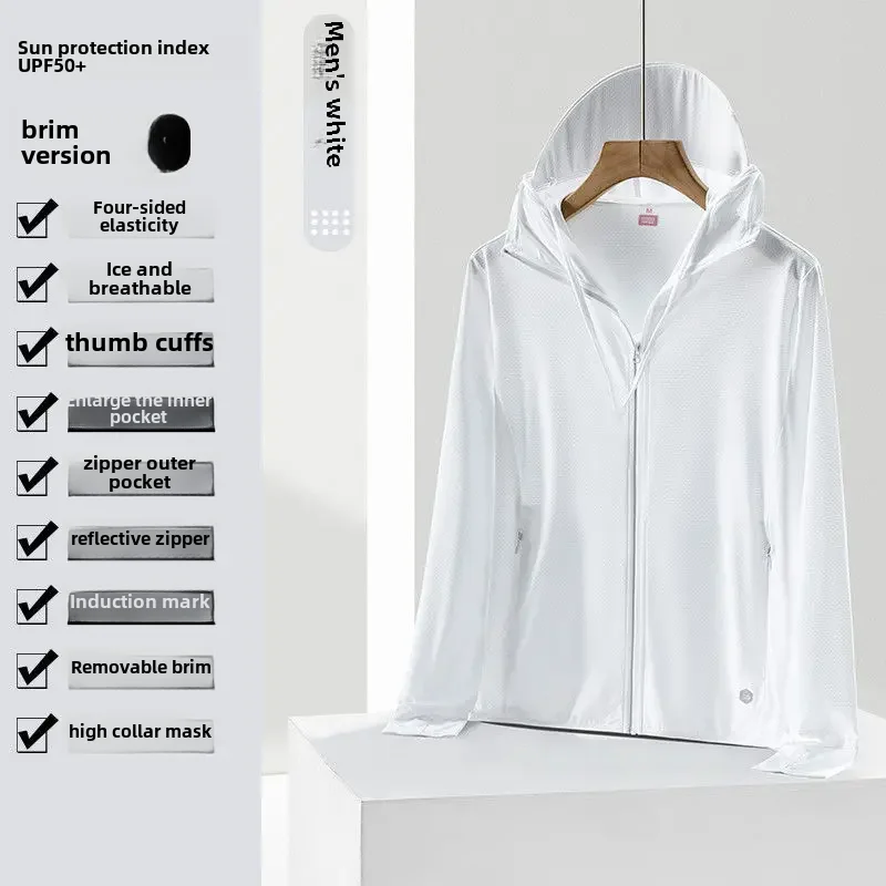 thumbnail image 1 of Ropa de protección solar de seda helada para exteriores Upf50 para hombre y mujer, chaqueta ligera y transpirable con protección UV para pesca de verano, 1 of 5