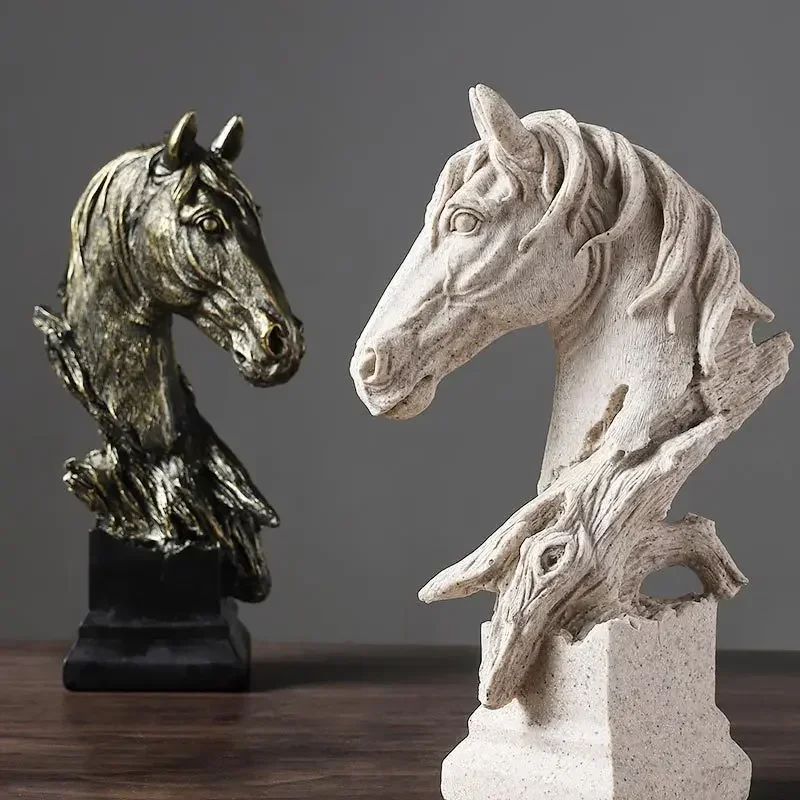 

Nordic Style Retro Horse Head Decoration Home Living Room Curio Shelves Office Resin Crafts Decoration